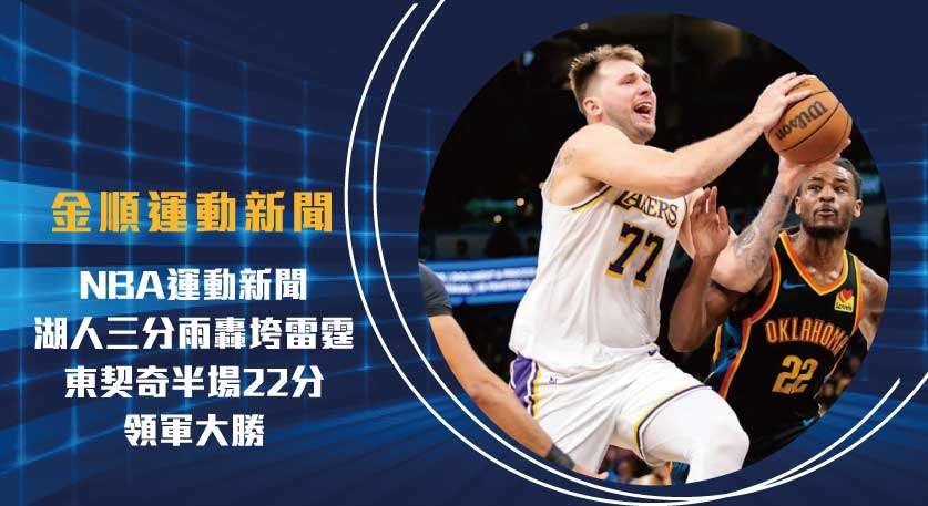NBA運動新聞 湖人三分雨轟垮雷霆　東契奇半場22分領軍大勝