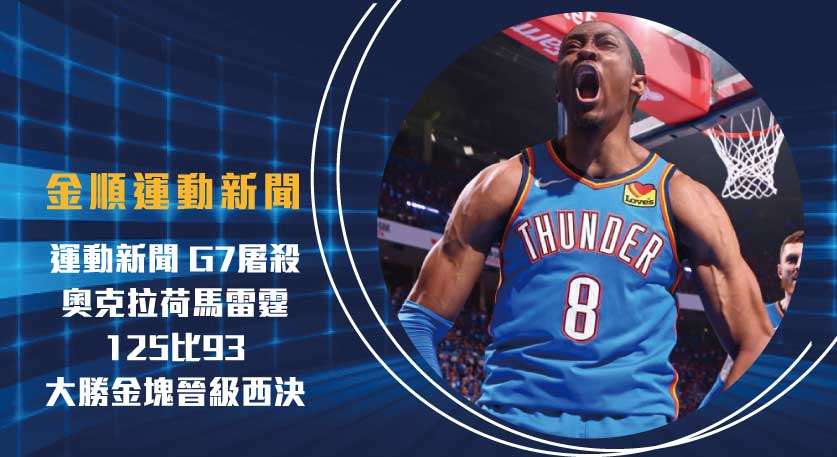 運動新聞 G7屠殺!奧克拉荷馬雷霆125比93大勝金塊晉級西決