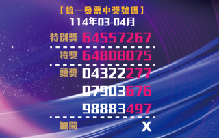 統一發票 114年03、04月 中獎號碼 202503